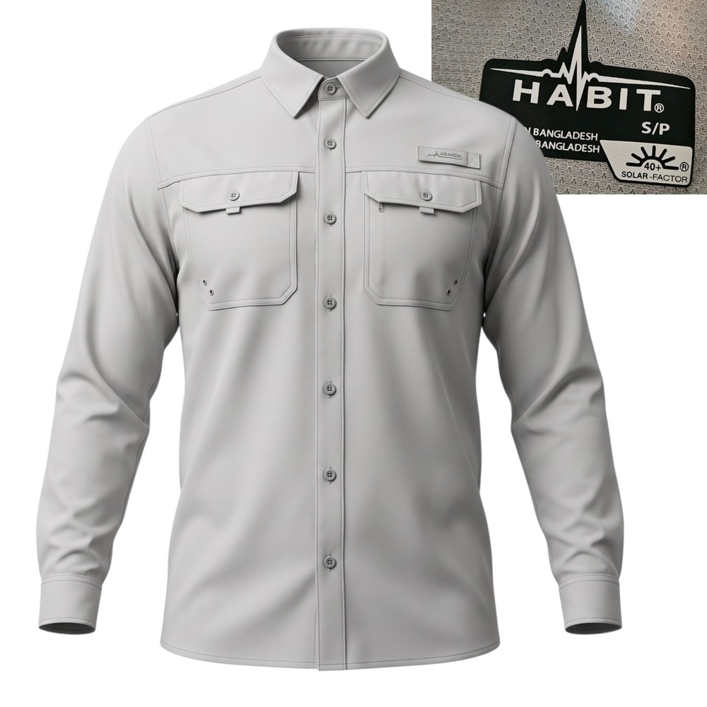 Habit Short Sleeve Fishing Shirt Men's S Bone White 40+ UV Protect VENTED